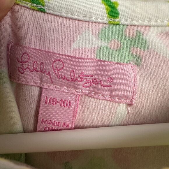 Lilly Pulitzer Girls Large 8-10 Short Sleeve Dress Yellow Floral Beach Vacation - Picture 2 of 3